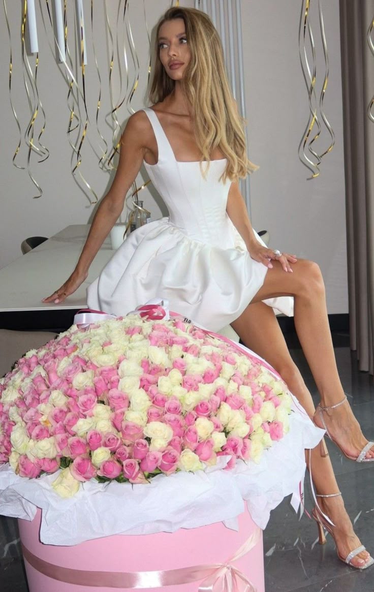 Cute A Line Square Neckline White Satin Short Summer Birthday Dress Hoco Dress Birthday Outfit 18th Birthday Mini Party Dresses DP1109