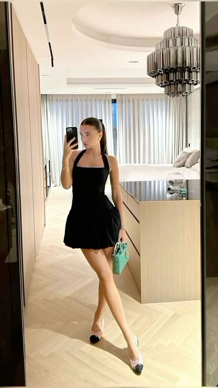Sexy A Line Halter Black Satin Short Summer Birthday Dress Hoco Dress Birthday Outfit 16th Birthday Mini Party Dresses DP1218