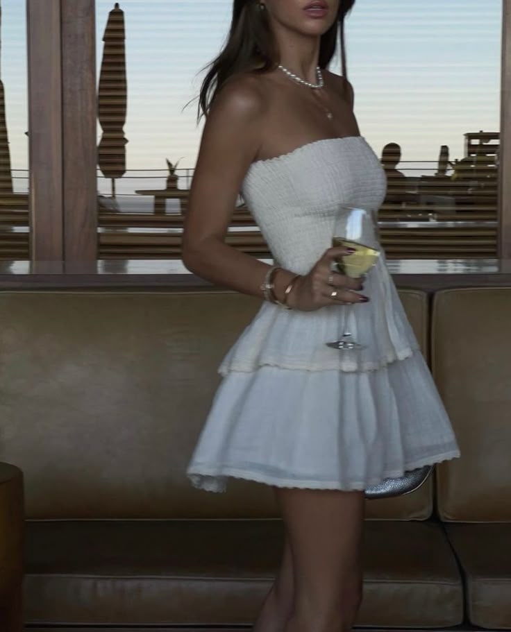 Cute A line Strapless White Lace Short Summer 18th Birthday Dress Hoco Dress Birthday Outfit 23rd Birthday Mini Party Dresses DP1243