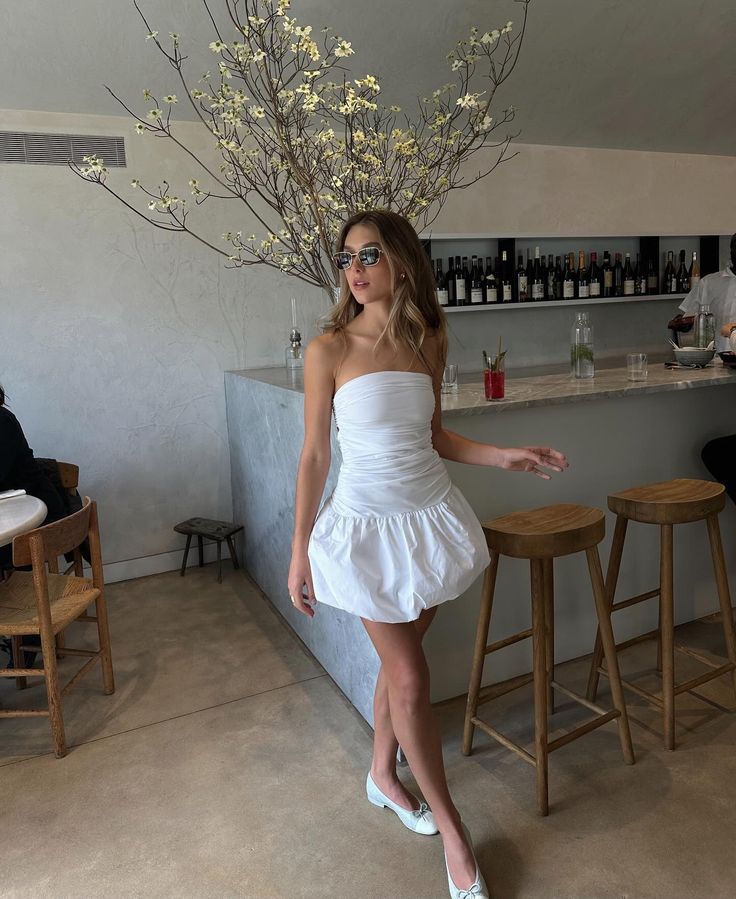 Cute A line Strapless White Summer Short Birthday Dress Hoco Dress Birthday Outfit 19th Birthday Mini Cocktail Dresses DP1264