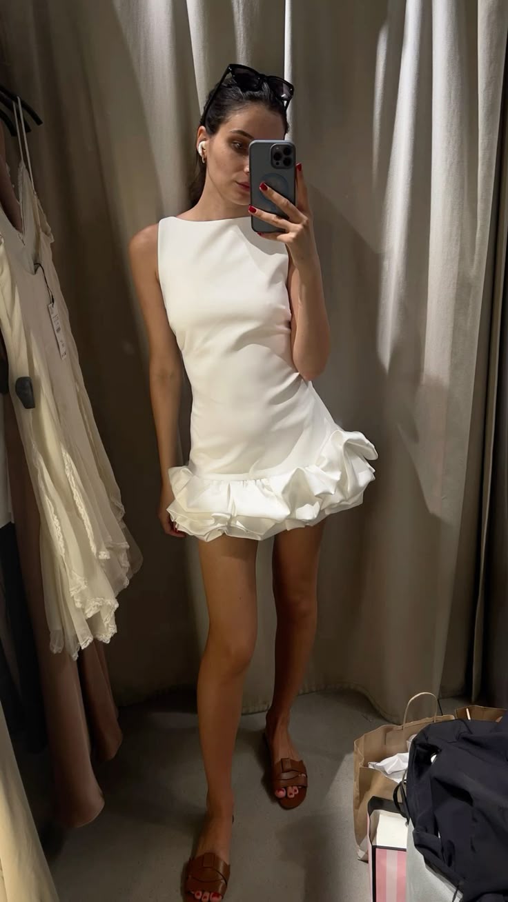 Simple A Line White Satin Short Summer Birthday Dress Hoco Dress Birthday Outfit 16th Birthday Mini Party Dresses DP1273