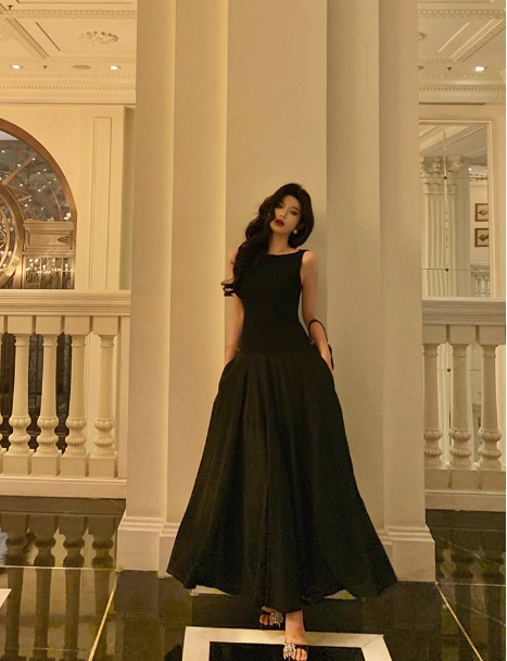 Elegant A line Black Sleeveless 21st Birthday Dress Party Gown Birthday Outfits Birthday Dress Ideas For Women DP1290