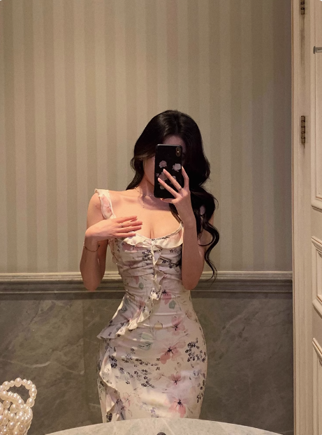 Classy Mermaid Square Floral Chiffon Long 18th Birthday Dress Party Gown 21st Birthday Outfits Birthday Dress Ideas For Women DP1308