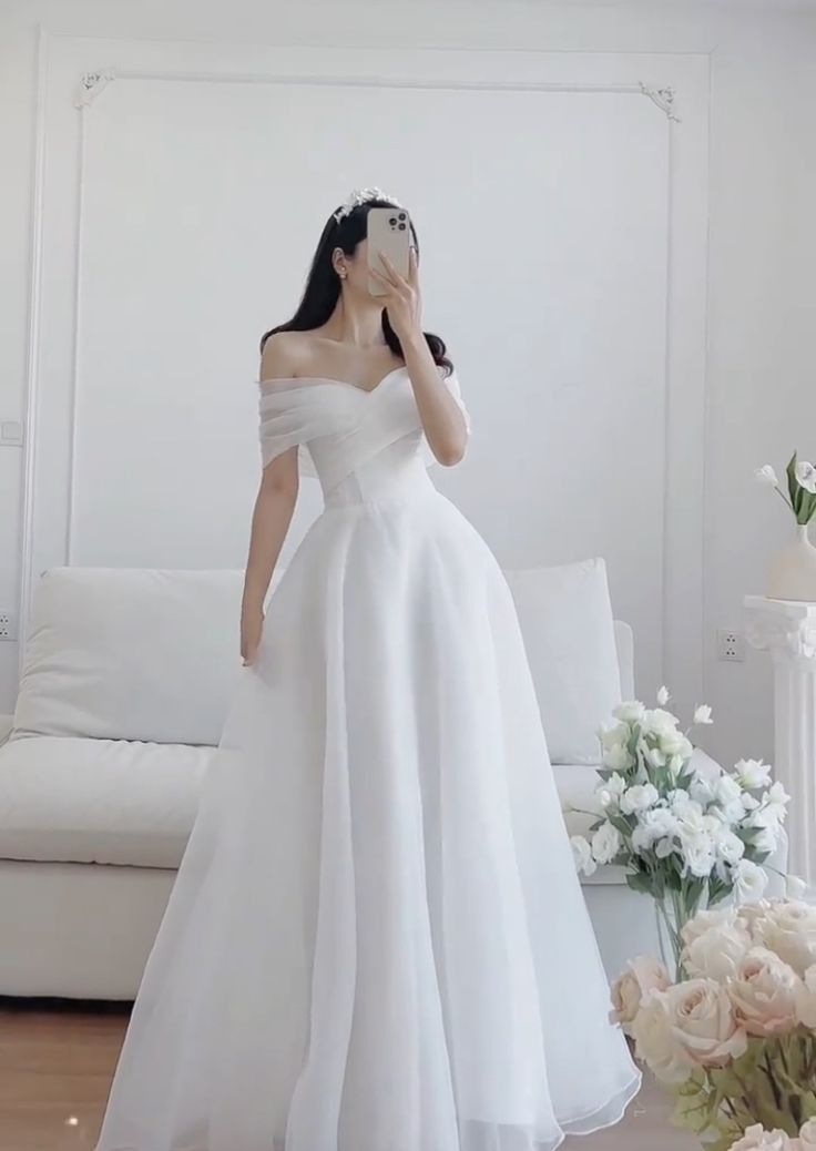 Simple Wedding Dress Ball Gown Off The Shoulder White Wedding Dresses Bridal Gowns DP1352