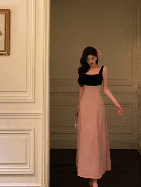 Elegant A line Square Neckline Pink Sleeveless Burgundy 23rd Birthday Dress Party Gown Birthday Outfits Birthday Dress Ideas For Women DP1388