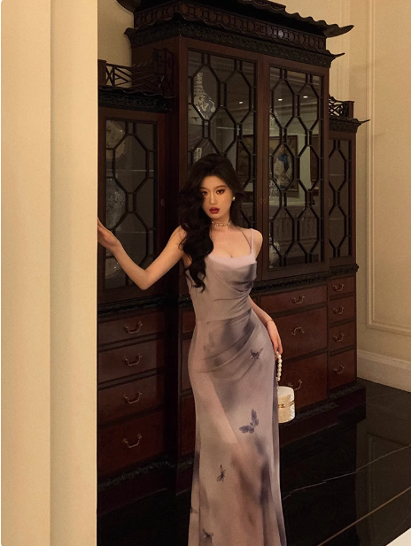 Elegant Mermaid Spaghetti Straps Chiffon 21st Birthday Dress Party Gown Birthday Outfits Birthday Dress Ideas For Women DP1440