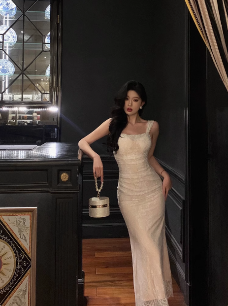 Elegant Mermaid Square White Lace 21st Birthday Dress Party Gown Birthday Outfits Birthday Dress Ideas For Women DP1446