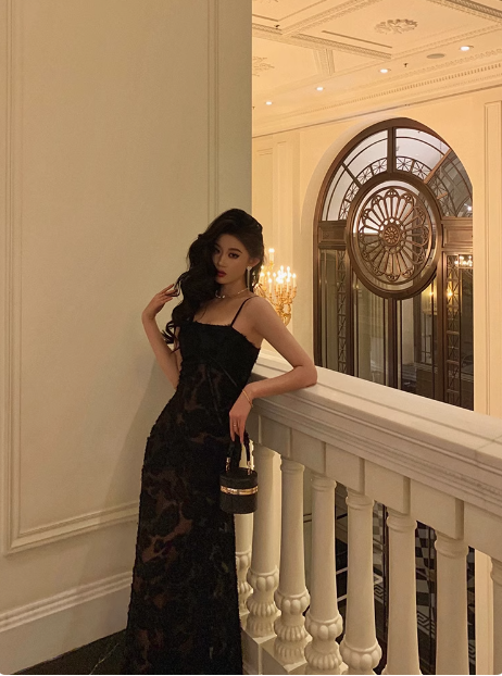 Elegant Mermaid Spaghetti Straps Lace Black 21st Birthday Dress Party Gown Birthday Outfits Birthday Dress Ideas For Women DP1459