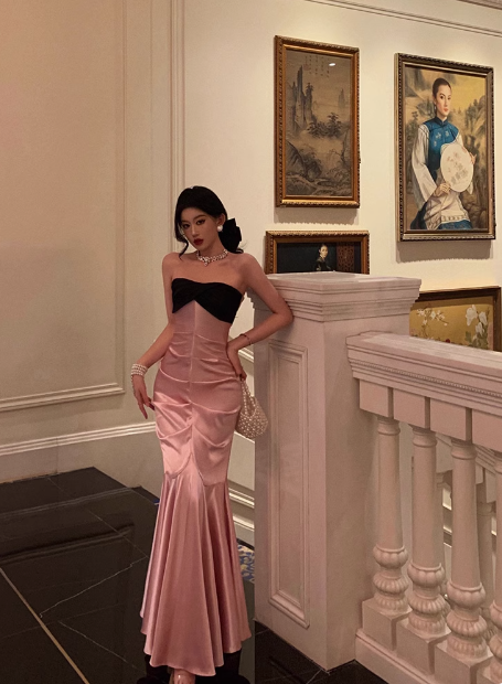 Elegant Mermaid Sweetheart Pink Sleeveless 23rd Birthday Dress Party Gown Birthday Outfits Birthday Dress Ideas For Women DP1463