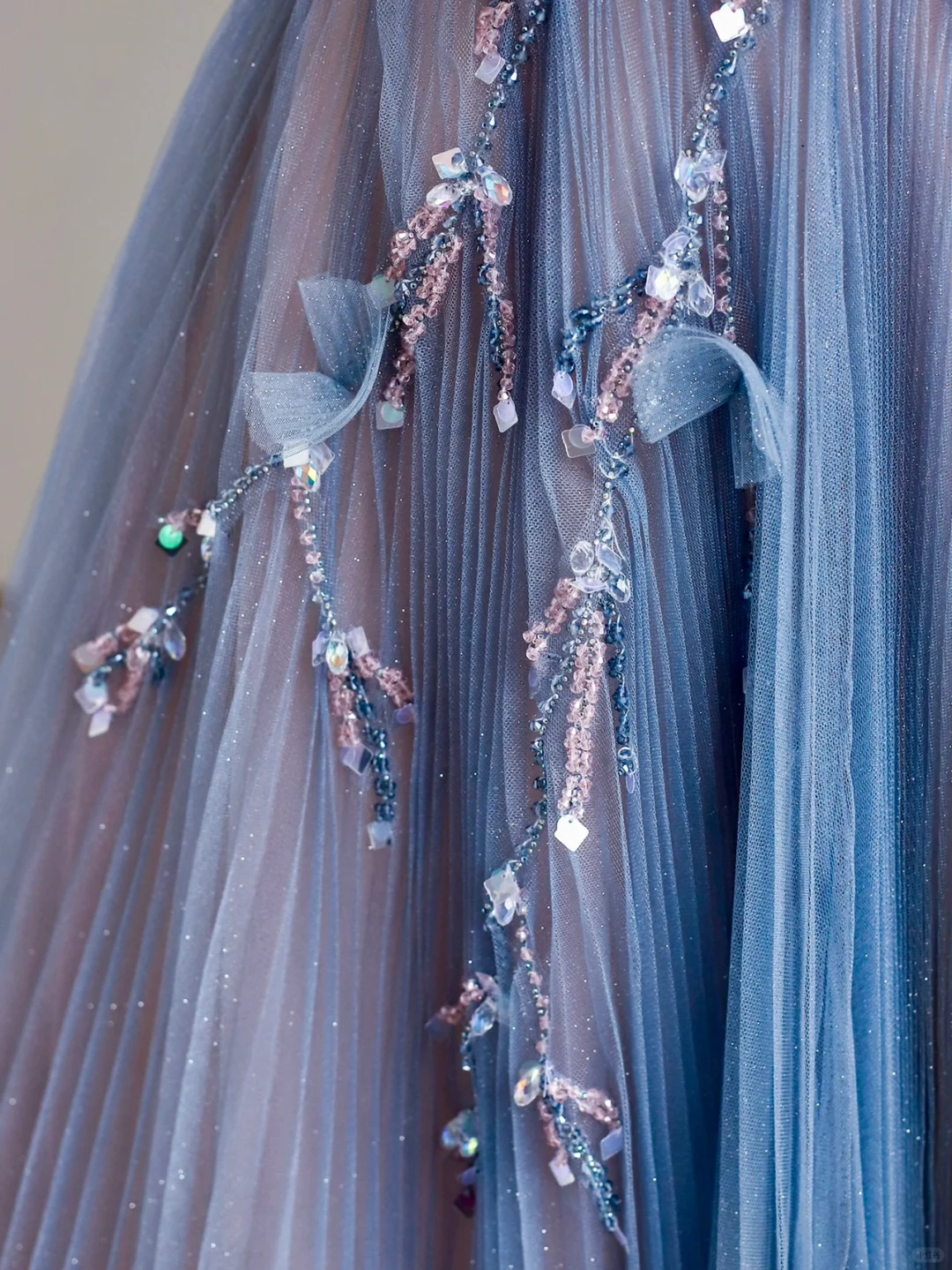 Elegant Glamour A line Strapless Blue Tulle Long Prom Dresses Party Dress Evening Dress DP1524