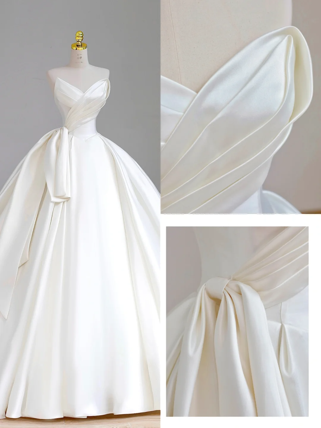 Pretty Wedding Dress Ball Gown Sweetheart Ivory Satin Wedding Dresses Bridal Gowns DP1563