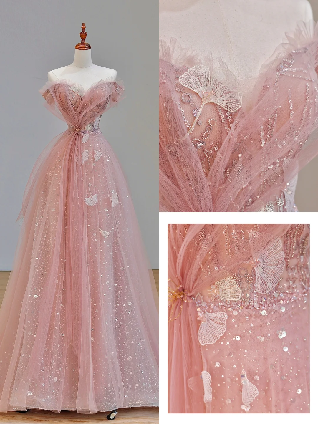 Gorgeous A line Off The Shoulder Pink Long Prom Dress Party Dress Graduation Dresses DP1572
