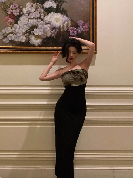 Modest Sheath Strapless Black Satin 21st Birthday Dress Party Gown Birthday Outfits Birthday Dress Ideas For Women DP1630