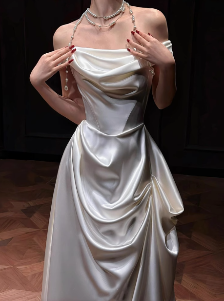 Romantic Bridal Gown Mermaid Off The Shoulder Satin Wedding Dresses Minimalist Bridal Gowns DP1662