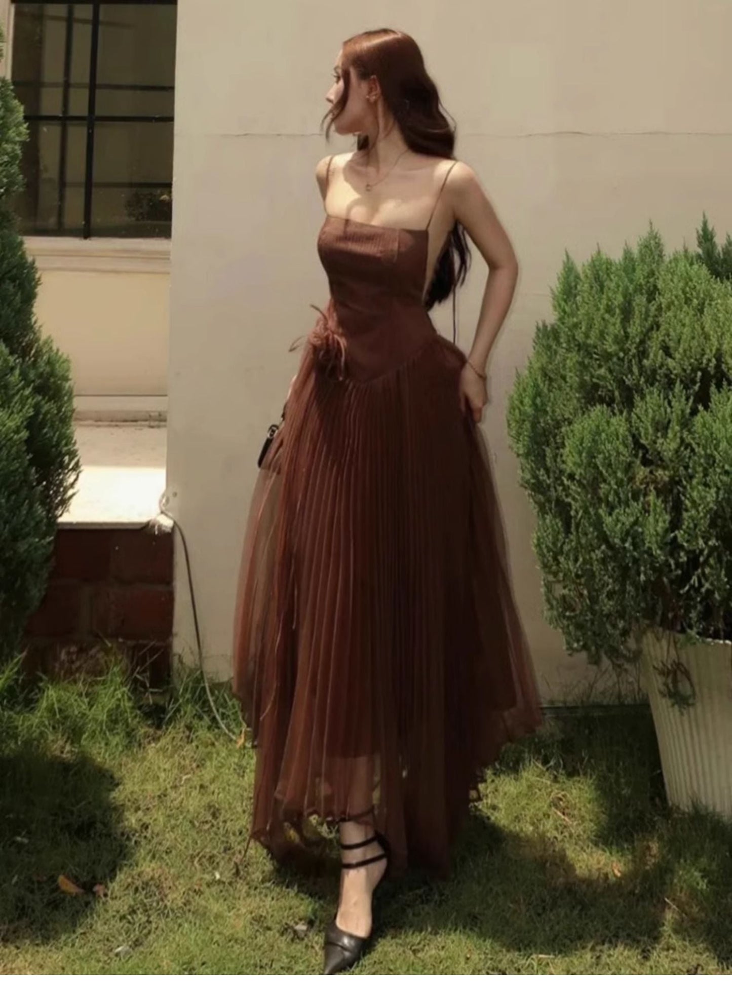 Cute A line Spaghetti Straps Tulle Long Summer Birthday Dress Prom Dress Birthday Outfit 23rd Birthday Party Dresses DP1708