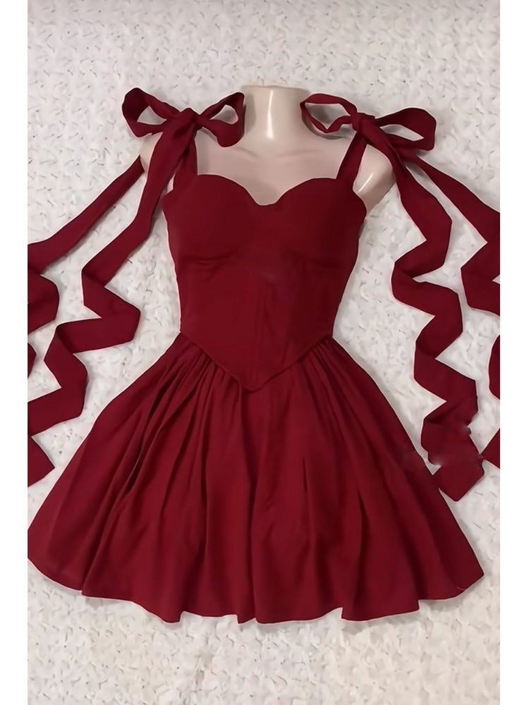 Cute A line Straps Short Burgundy Summer Birthday Dress Hoco Dress Birthday Outfit 23rd Birthday Party Dresses DP1712
