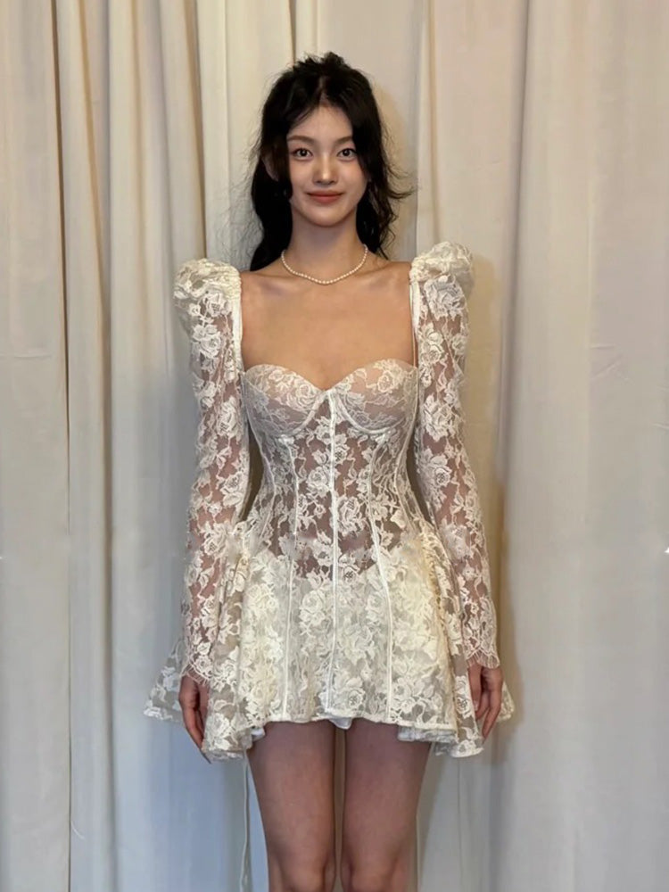 Cute A line Sweetheart Short Lace White Summer Birthday Dress Hoco Dress Mini Birthday Outfit 23rd Birthday Party Dresses DP1730