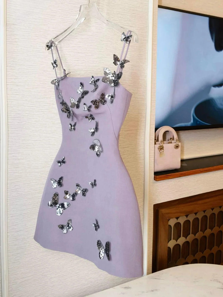 Cute A line Straps Satin Liac Short Summer Birthday Dress Hoco Dress Mini Birthday Outfit 23rd Birthday Party Dresses DP1733