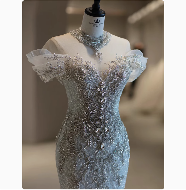 Dreamy Wedding Dress Mermaid Off The Shoulder Sequin Wedding Dresses Bridal Gowns DP1797