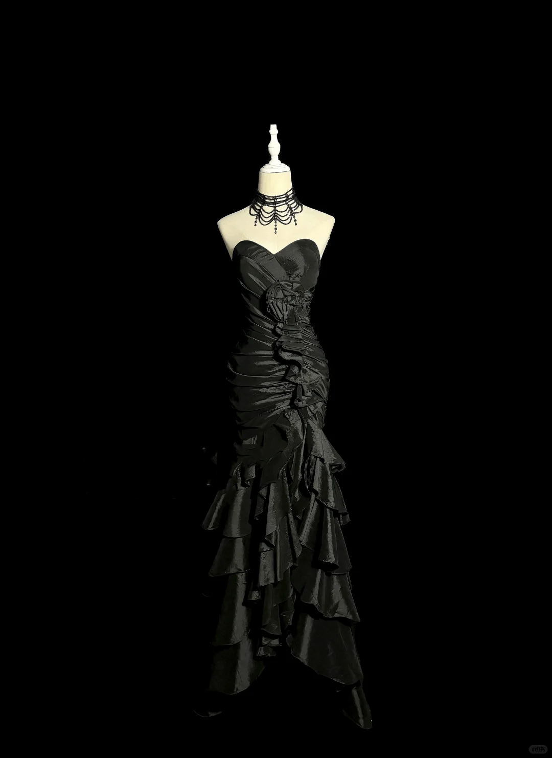 Vintage Mermaid Sweetheart Black Ruffles Long Prom Dress Party Dress Graduation Dresses Birthday Outfits DP1839