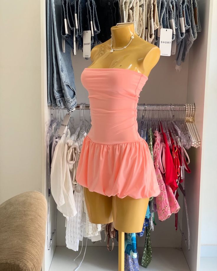 Cute A line Strapless Pink Summer Birthday Dress Hoco Dress Mini Birthday Outfit 18th Birthday Cocktail Dresses DP1843