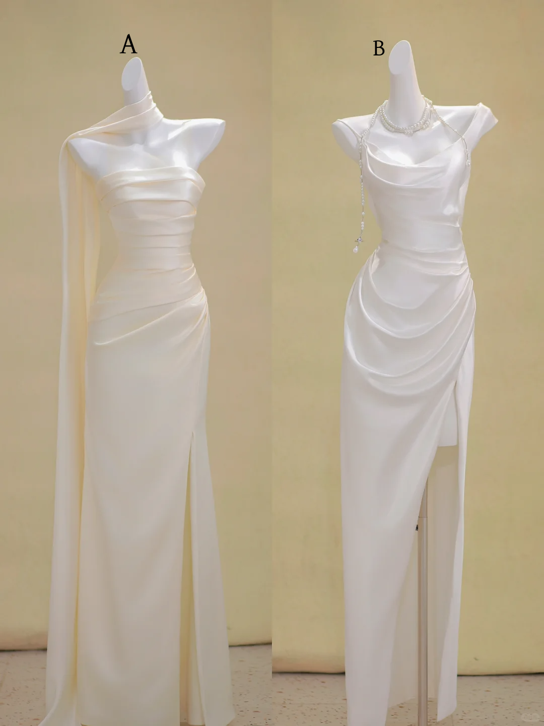 Unique Wedding Dress Mermaid Strapless Satin Long White Wedding Dresses Bridal Gowns DP1875