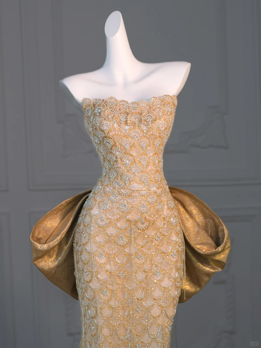 Gorgeous Mermaid Sweetheart Gold Sequin Long Prom Dress Party Dress Graduation Dresses With Bow-knot DP1985