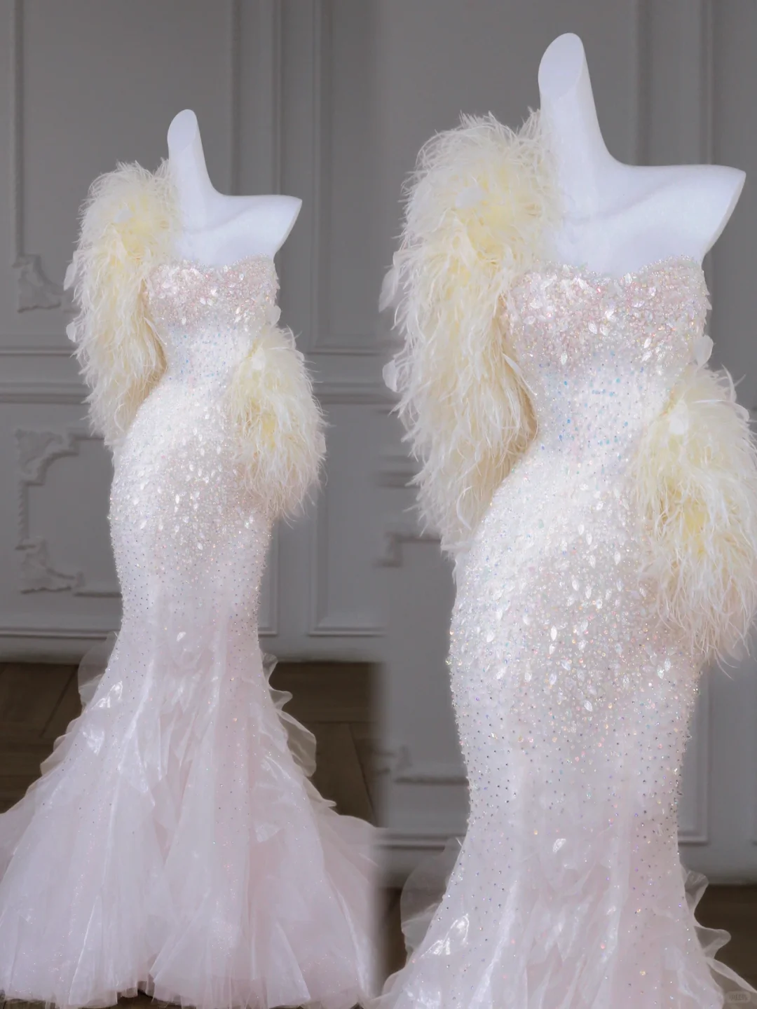 Modest Wedding Dress Mermaid Sweetheart Sequin Beads Long Wedding Dresses Brides Dress Bridal Gowns DP2016