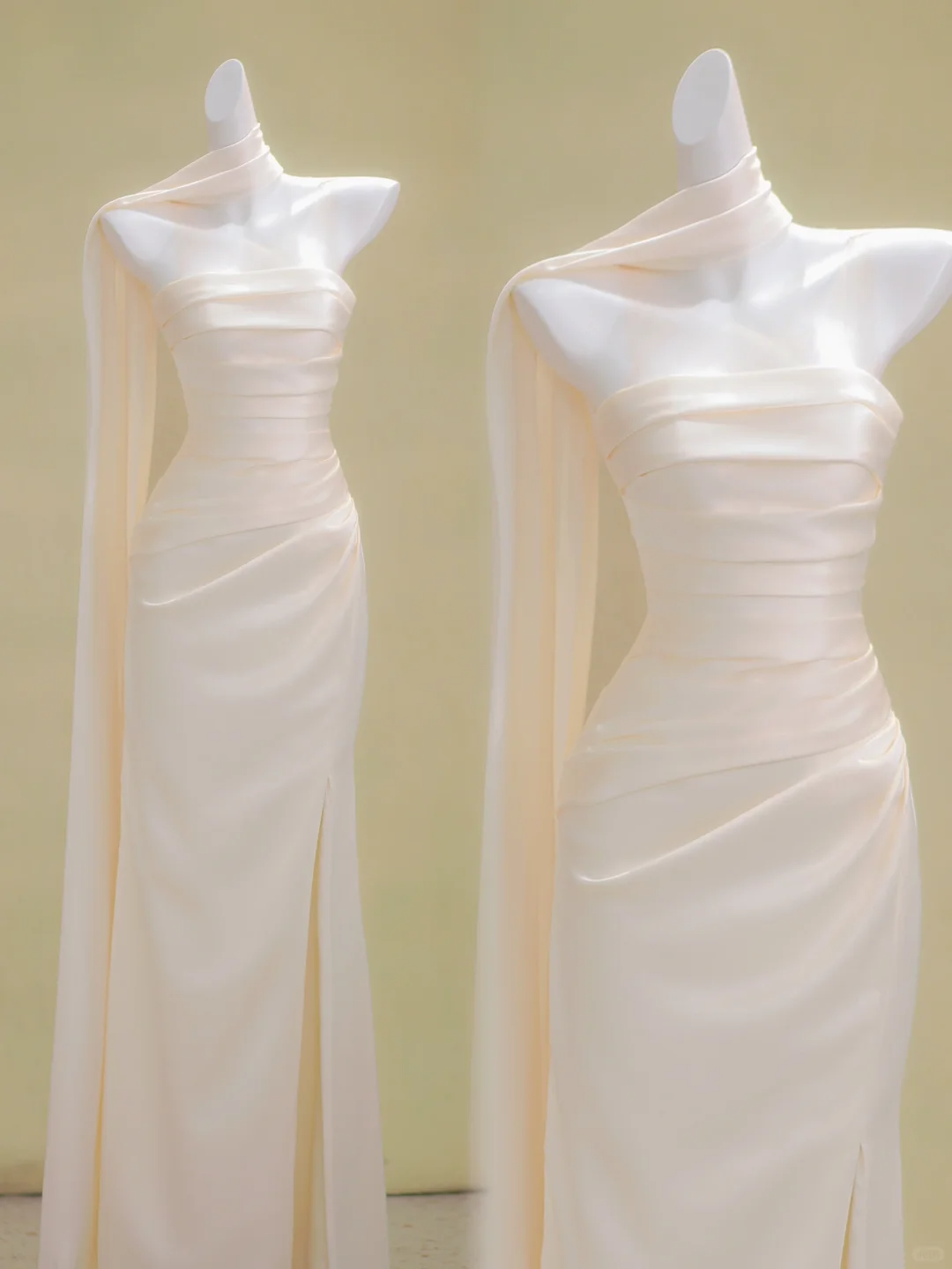 Modest Wedding Dress Mermaid Strapless Satin Slit Long Wedding Dresses Brides Dress Bridal Gowns DP2020