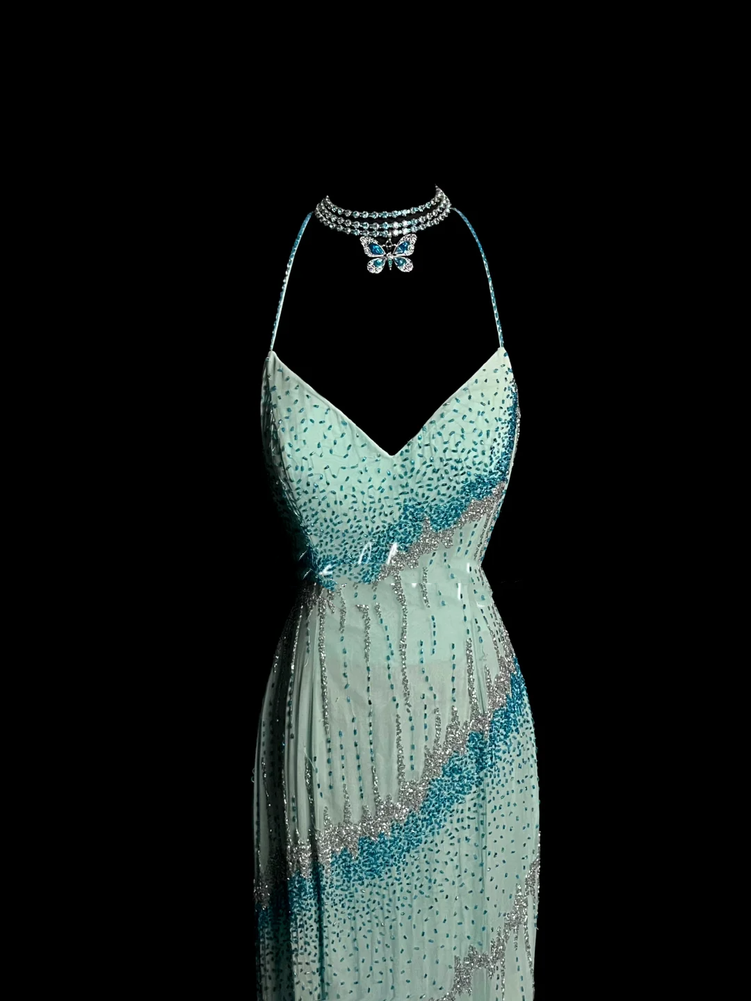 Vintage Mermaid Spaghetti Straps Backless Beads Long Evening Party Gowns Evening Formal Dresses Prom Dress DP2033