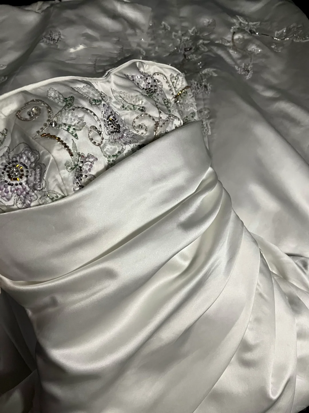 Vintage Wedding Dress A line Strapless White Satin Long Wedding Dresses Retro 1970s Bridal Gowns DP2039