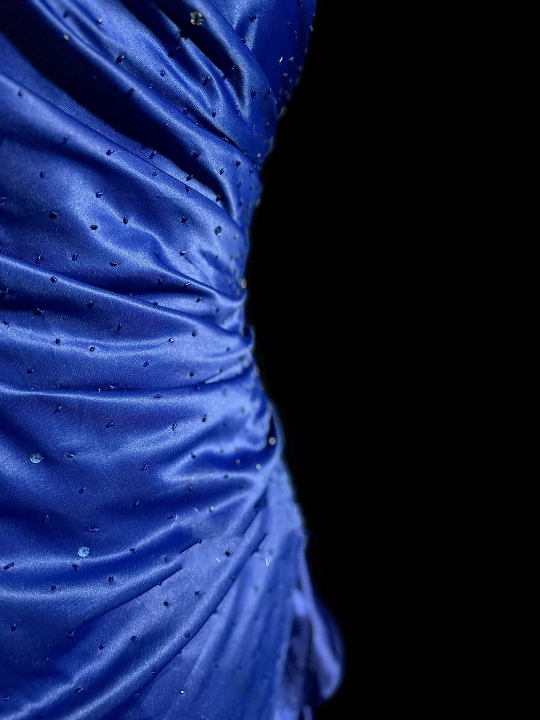 Vintage Ball Gown Strapless Royal Blue Satin Beaded Long Prom Dress Party Dress Graduation Dresses DP2081