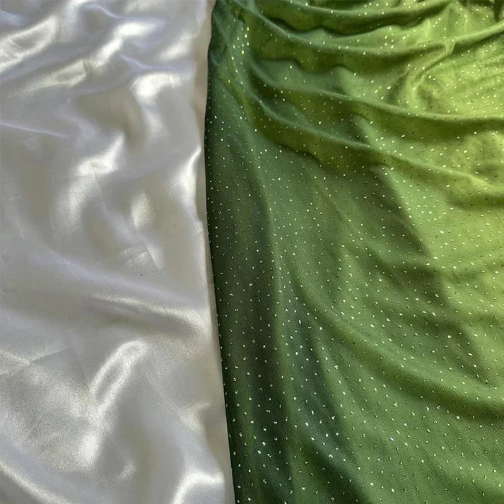 Green shiny elegant strap gradient long chiffon ball gown prom dress evening dress party dress gh2935
