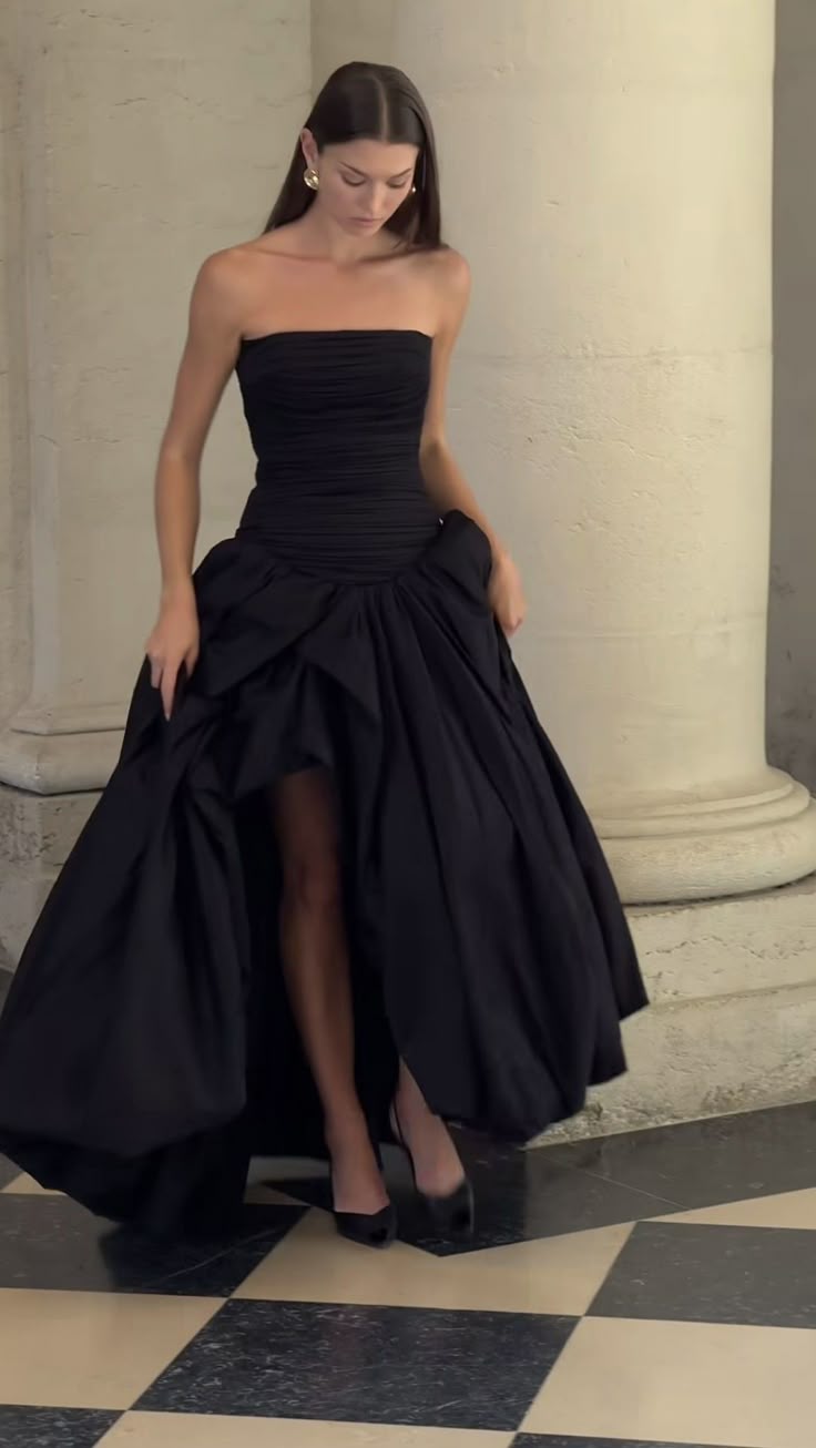 Classy Ball Gown Strapless Black Prom Dresses Formal Summer Wedding Guest Dresses Wedding Guest Outfit DP2233