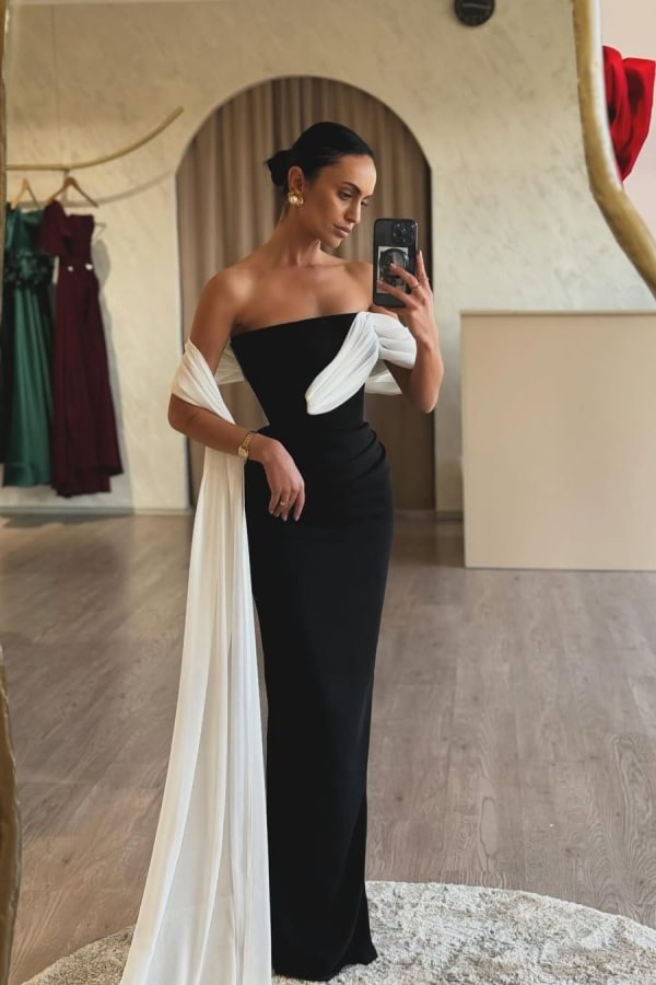 Pretty Sheath Strapless Black Tie Night Dinner Evening Dresses Formal Summer Wedding Guest Dresses Wedding Guest Outfits DP2241