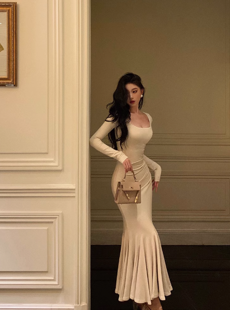 Sexy Mermaid Long Sleeves 21st Birthday Dress Party Gown Birthday Outfits Birthday Dress Ideas For Women DP2313