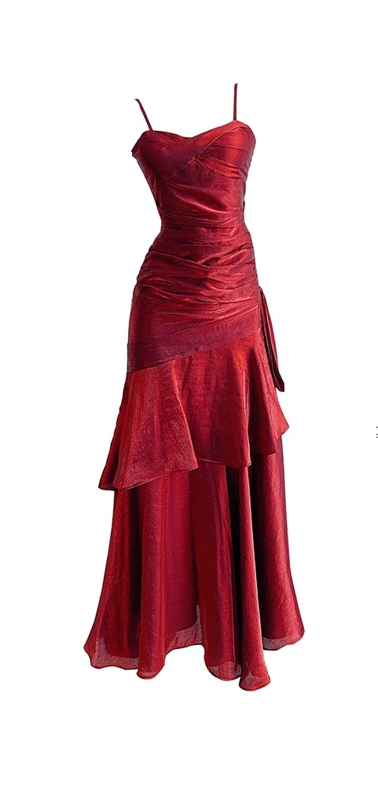 Modest Mermaid Spaghetti Straps Sleeveless Maroon Red Long Prom Gown Prom Dresses DP237