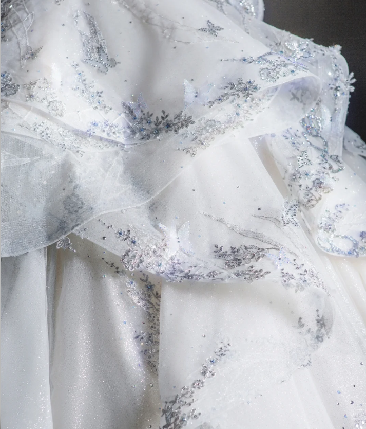 Timeless Ball Gown Strapless Sequin White Long Wedding Dresses Brides Dress DP460