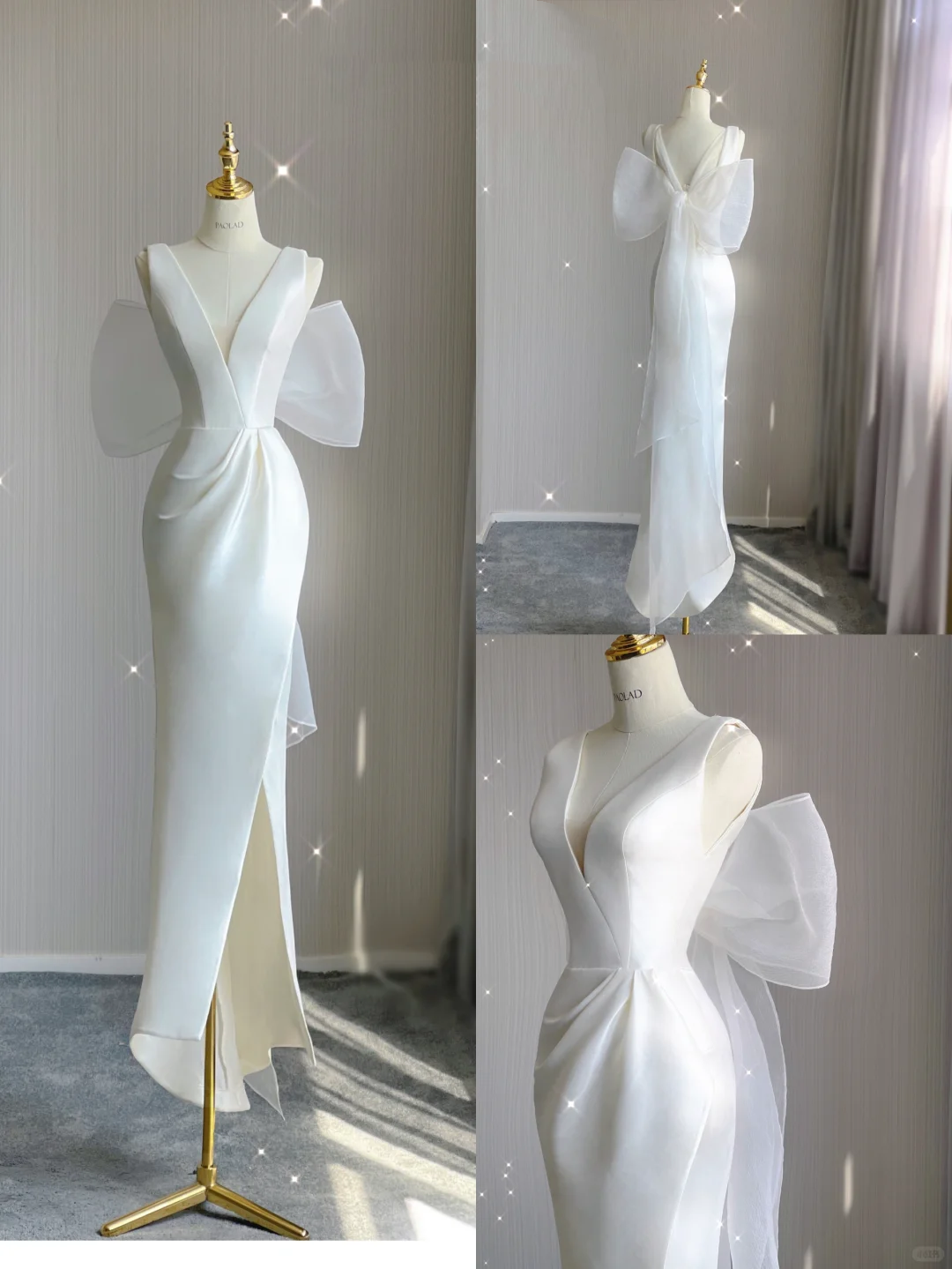 Simple Mermaid V Neckline Long White Wedding Dresses Summer Brides Dress DP473