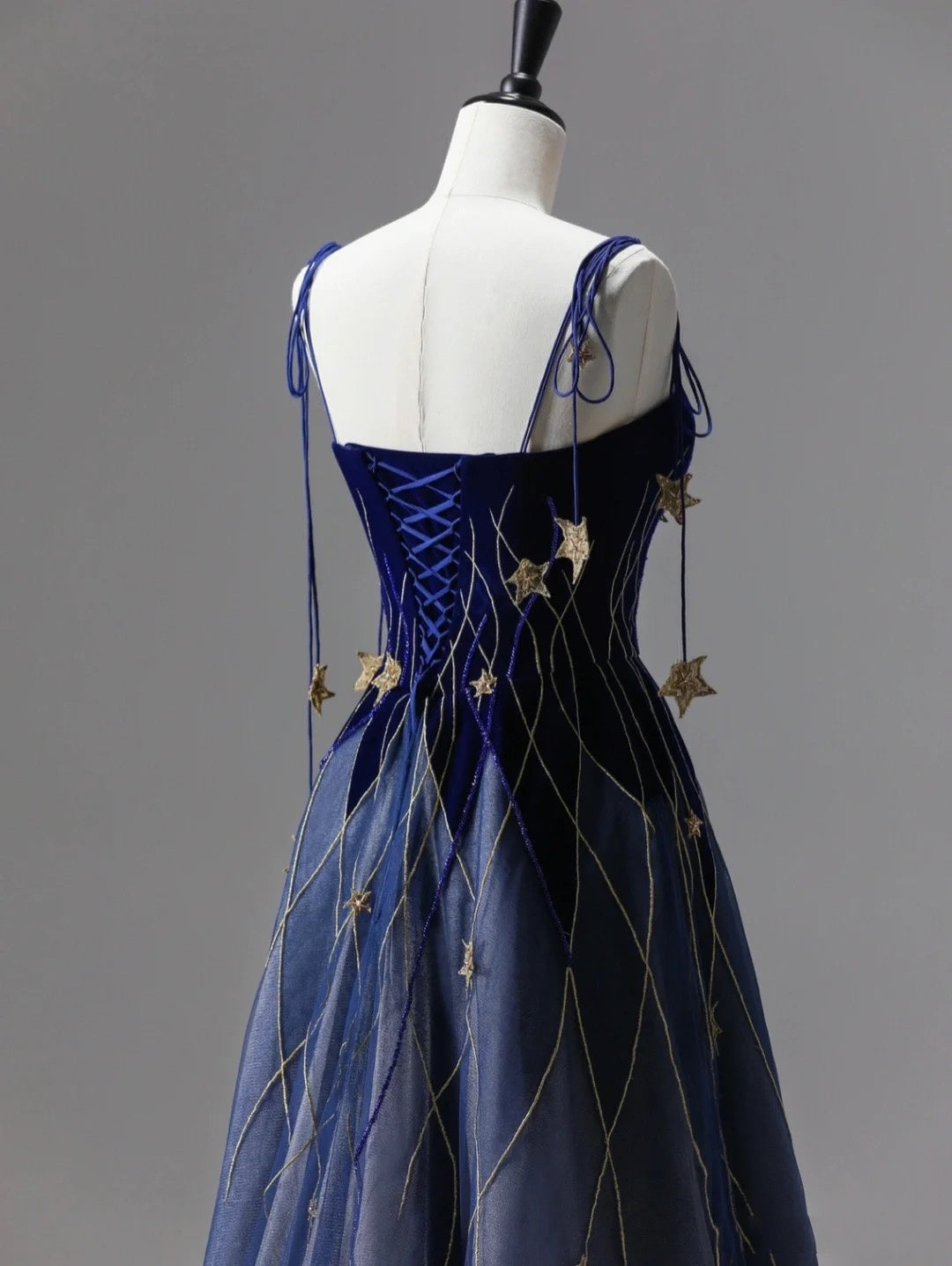 Classy Ball Gown Straps Blue Tulle Prom Dresses Birthday Dresses Dance Party Dress Graduation Prom Dresses DP506