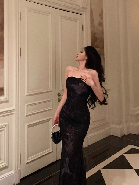 Classy Mermaid Strapless Black 18th Birthday Dress Party Gown 21st Birthday Outfits Birthday Dress Ideas For Women DP595