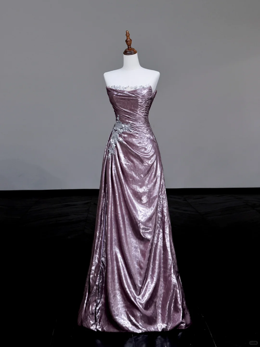 Gorgeous A Line Strapless Sequin Lilac Long Prom Dress Party Dress Graduation Dresses DP717