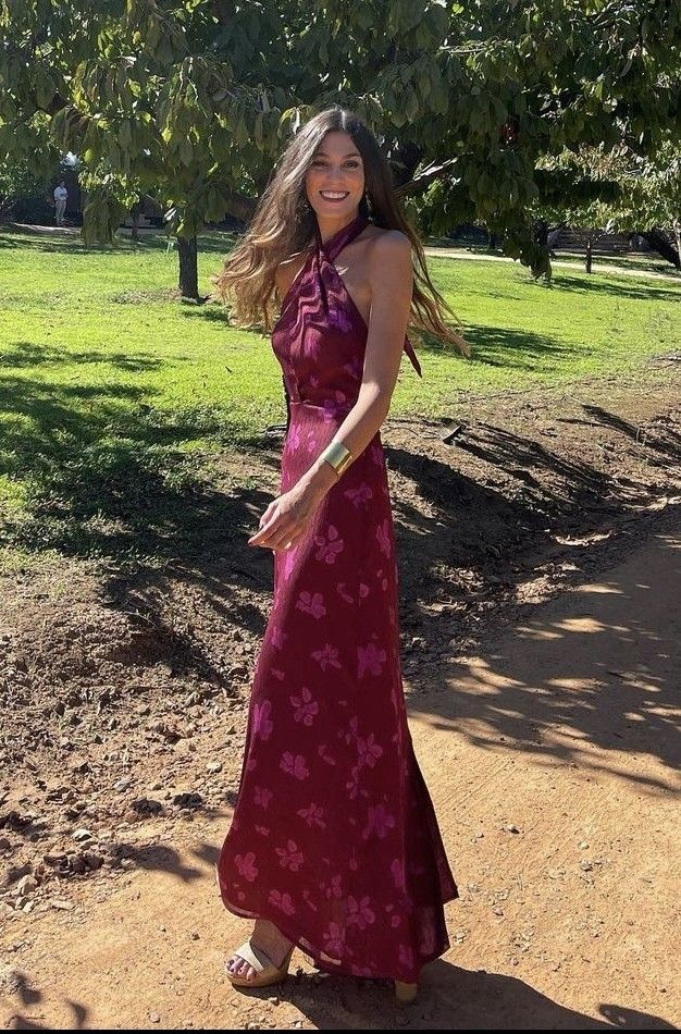 Gorgeous A line Pink Floral Long Prom Dresses Formal Summer Wedding Guest Dresses Wedding Guest Outfits DP735