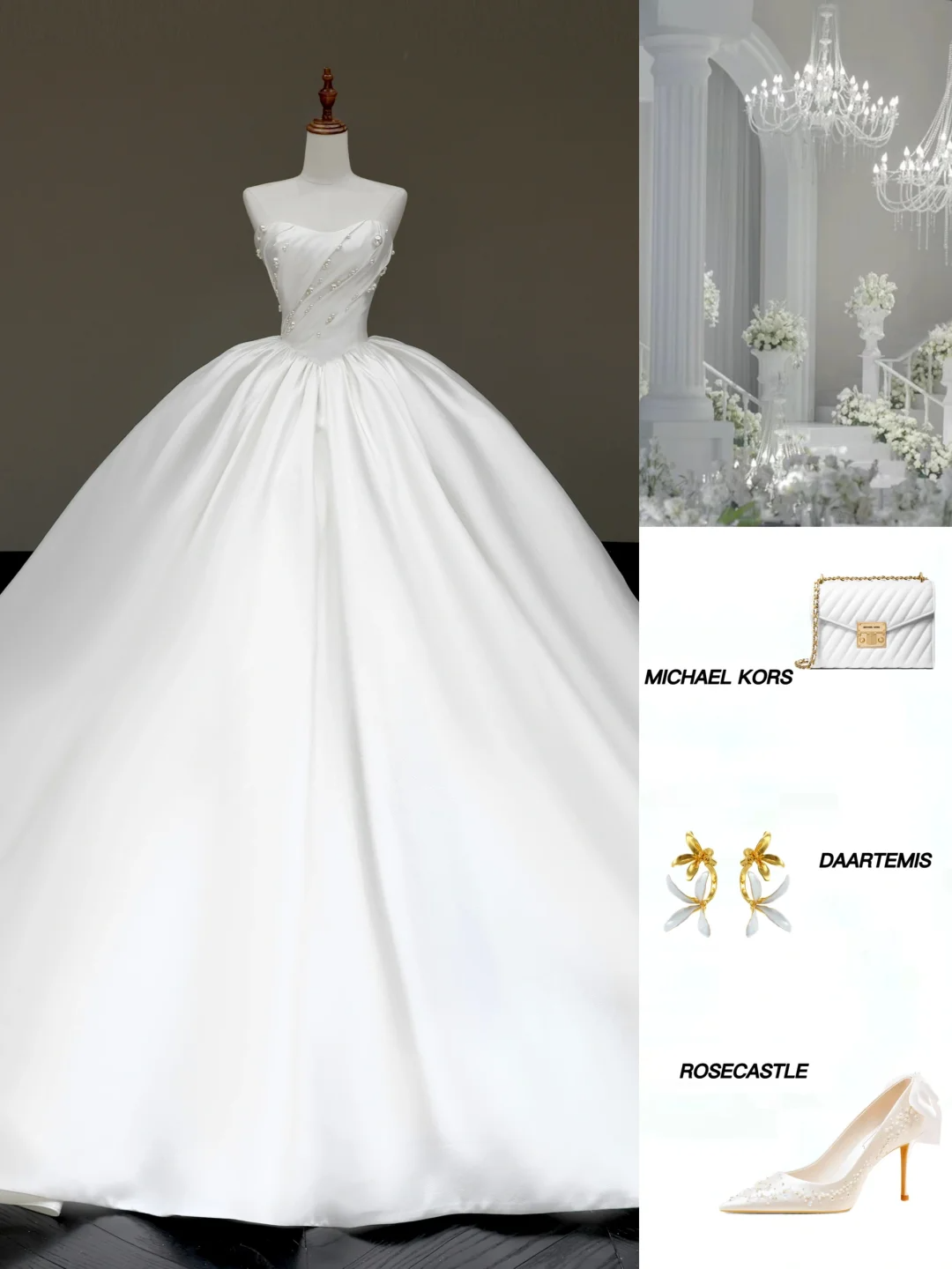 Timeless Bridal Gown Ball Gown Strapless White Satin Wedding Dresses Bridal Gowns DP790