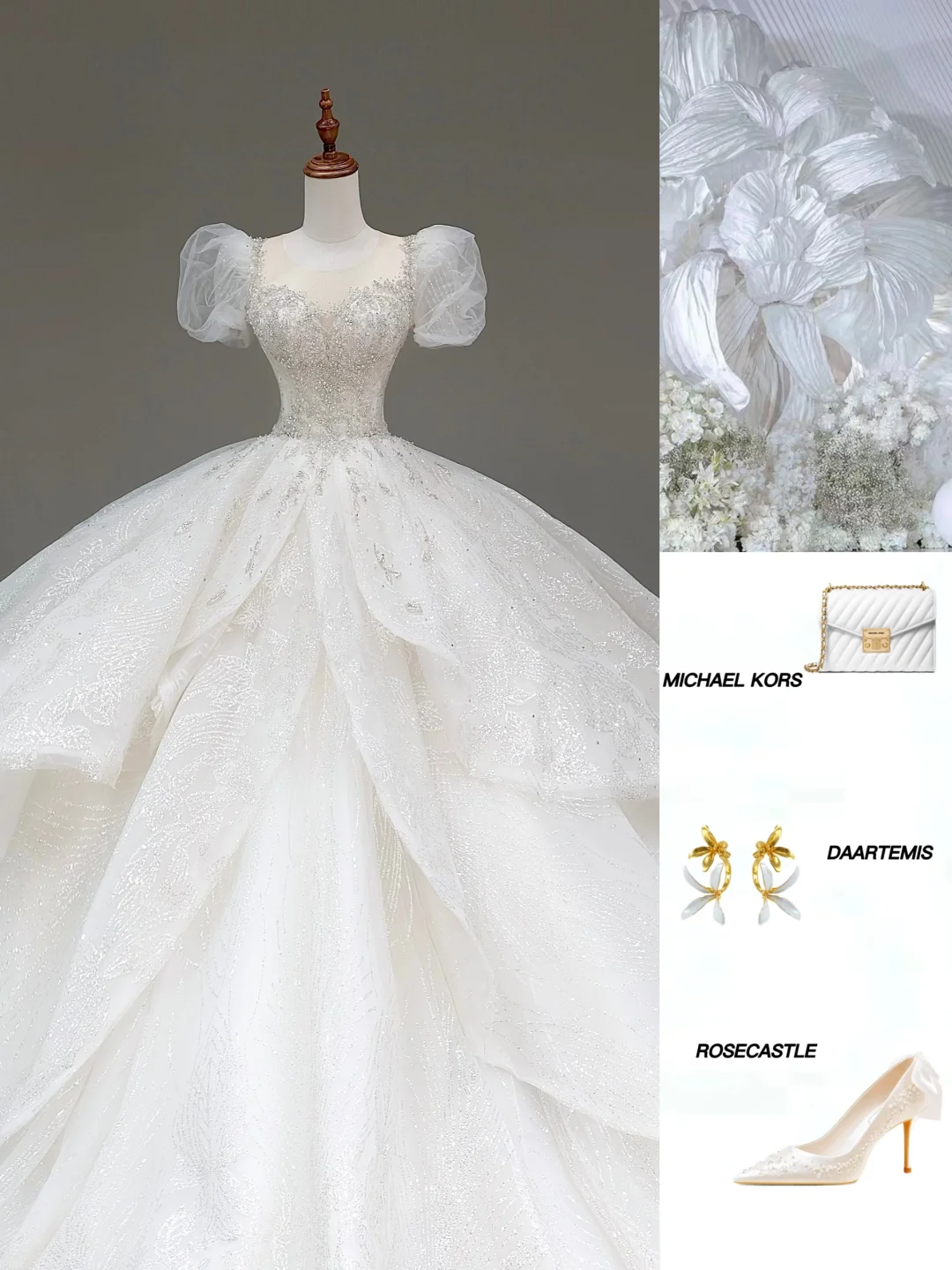 Unique Bridal Gown Ball Gown Sweetheart Short Sleeves White Sequin Wedding Dresses Bridal Gowns DP794