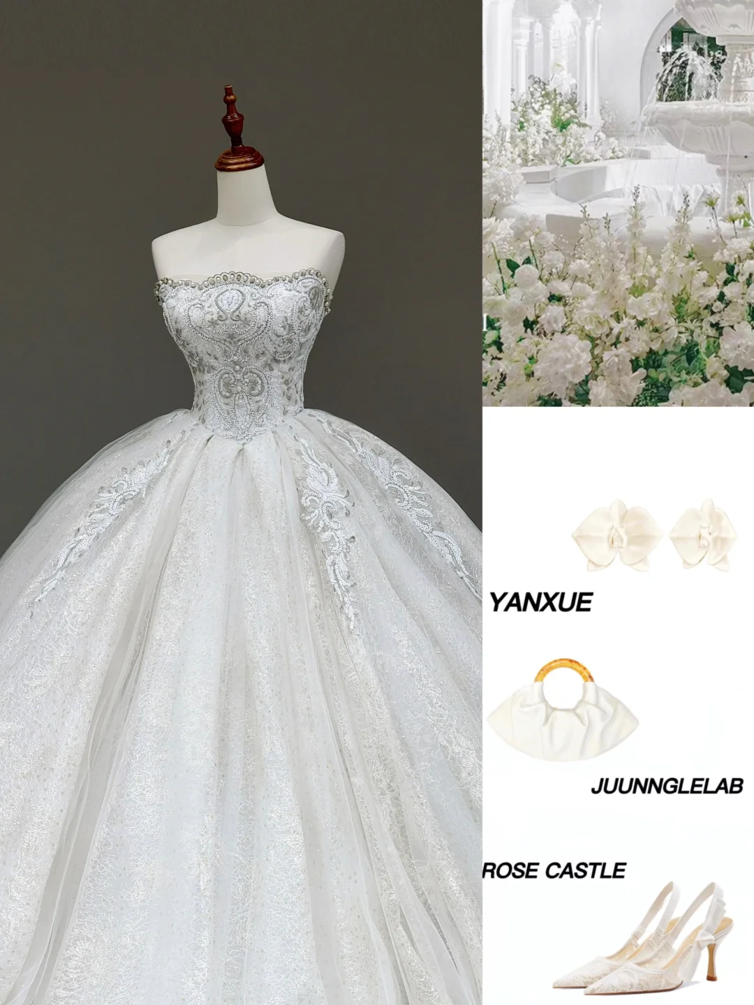 Princess Bridal Gown Ball Gown Strapless Sequin White Beads Wedding Dresses Bridal Gowns DP825