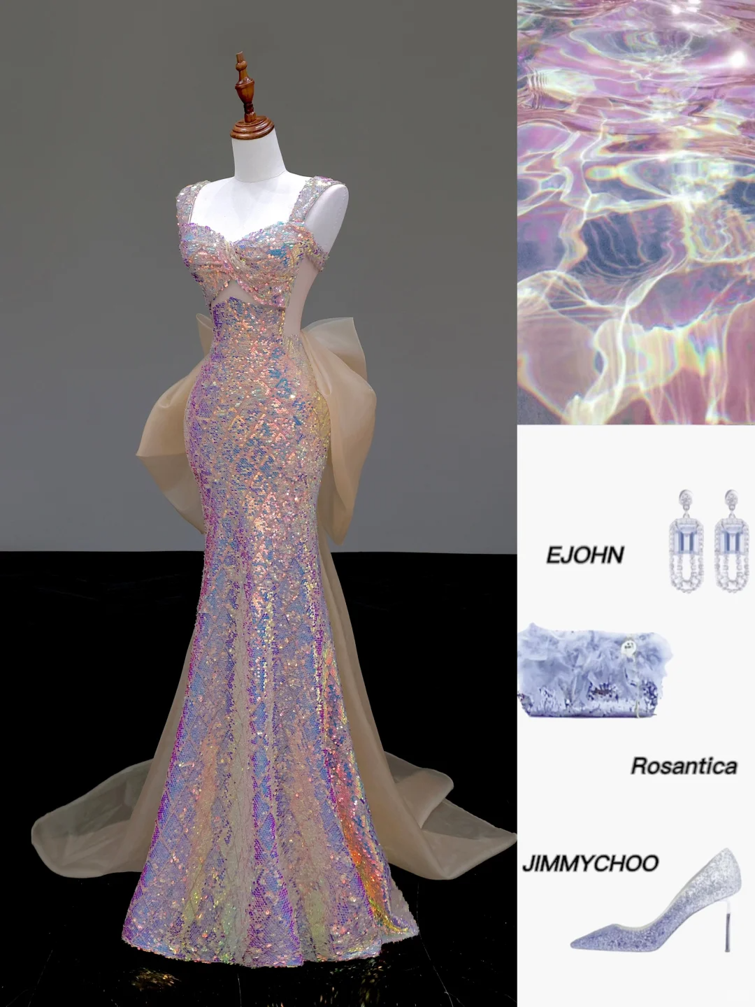 Gorgeous Mermaid Sweetheart Sequin Pink Long Prom Dress Party Dress Graduation Dresses DP828