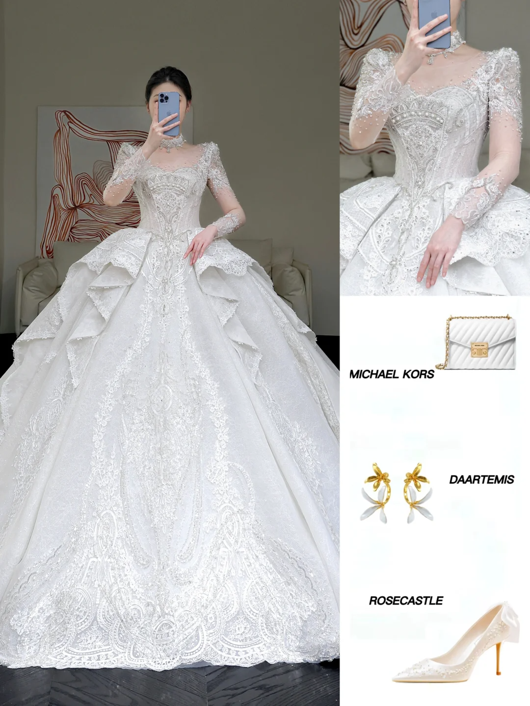Princess Bridal Gown Ball Gown Scoop Neckline White Sequin Beads Wedding Dresses Winter Bridal Gowns DP859