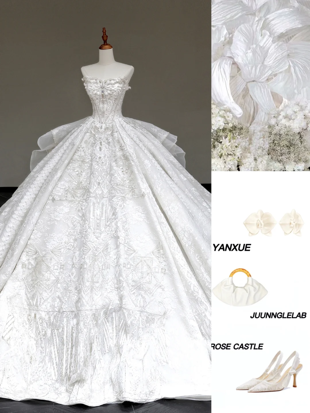 Princess Bridal Gown Ball Gown Strapless White Sequin Beads Wedding Dresses Bridal Gowns DP885