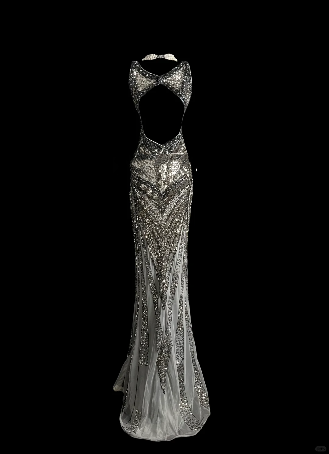 Elegant Glamour Mermaid V Neck Sequin Gray Backless Long Prom Dresses Party Dress Evening Dress DP910
